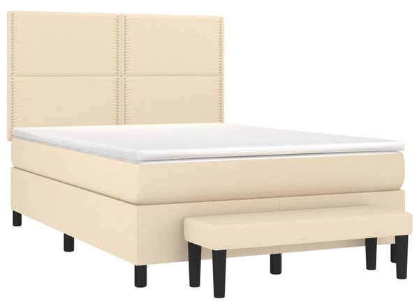 Krevet s oprugama i madracem krem 140 x 190 cm od tkanine - Krema / 140 x 190 cm