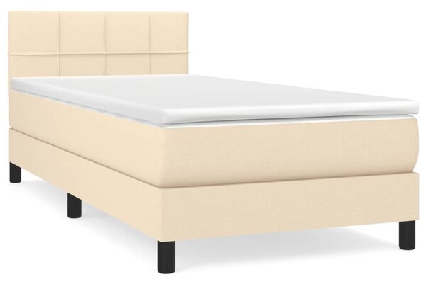 Krevet s oprugama i madracem krem 90 x 200 cm od tkanine - Krema / 90 x 200 cm