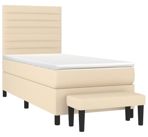 Krevet s oprugama i madracem krem 90 x 200 cm od tkanine - Krema / 90 x 200 cm