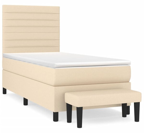 Krevet s oprugama i madracem krem 90 x 200 cm od tkanine - Krema / 90 x 200 cm