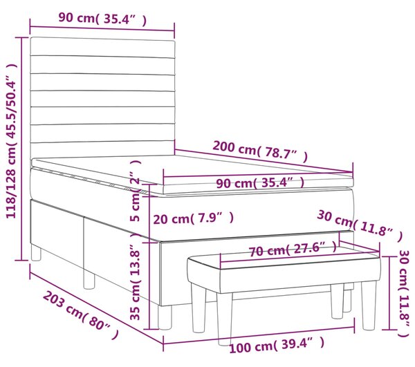 Krevet s oprugama i madracem krem 90 x 200 cm od tkanine - Krema / 90 x 200 cm