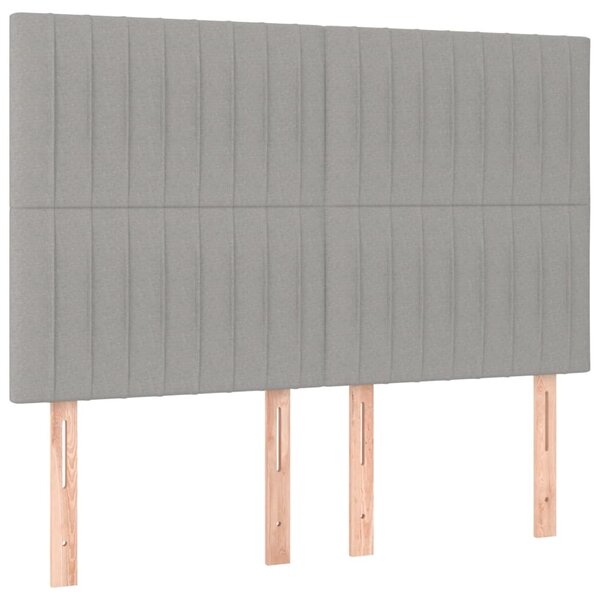 Krevet box spring s madracem LED svjetlosivi 140x200 cm tkanina - Siva / 140 x 200 cm