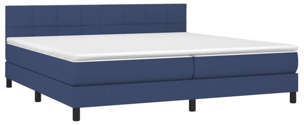 Krevet s oprugama i madracem plavi 200 x 200 cm od tkanine - Plava / 200 x 200 cm