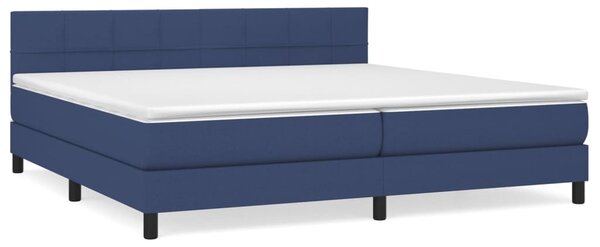 Krevet s oprugama i madracem plavi 200 x 200 cm od tkanine - Plava / 200 x 200 cm