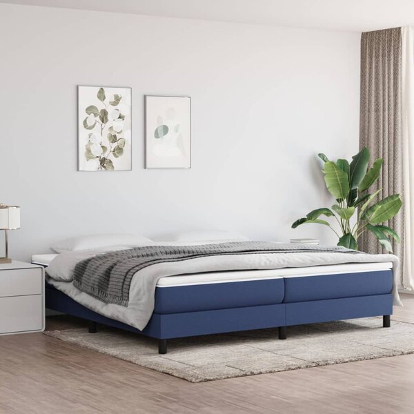 Krevet s oprugama i madracem plavi 200 x 200 cm od tkanine - Plava / 200 x 200 cm