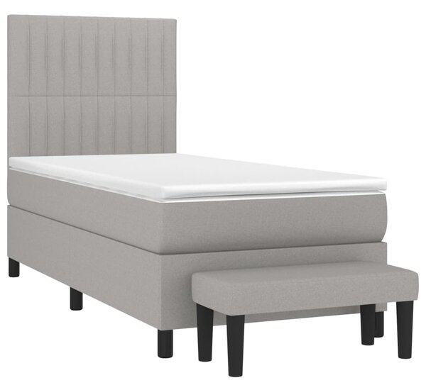 Box spring krevet s madracem svjetlosivi 90x190 cm od tkanine - Siva / 90 x 190 cm