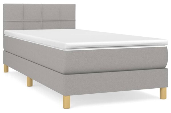 Box spring krevet s madracem svjetlosivi 90x190 cm od tkanine - Siva / 90 x 190 cm