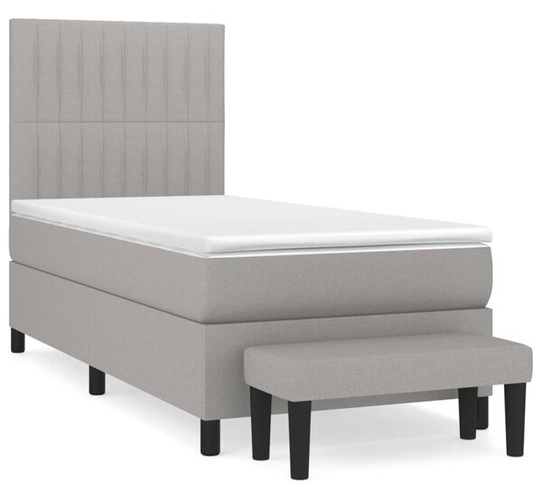 Box spring krevet s madracem svjetlosivi 90x190 cm od tkanine - Siva / 90 x 190 cm