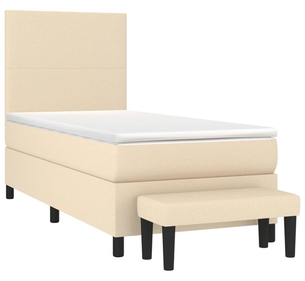 Krevet s oprugama i madracem krem 100 x 200 cm od tkanine - Krema / 100 x 200 cm
