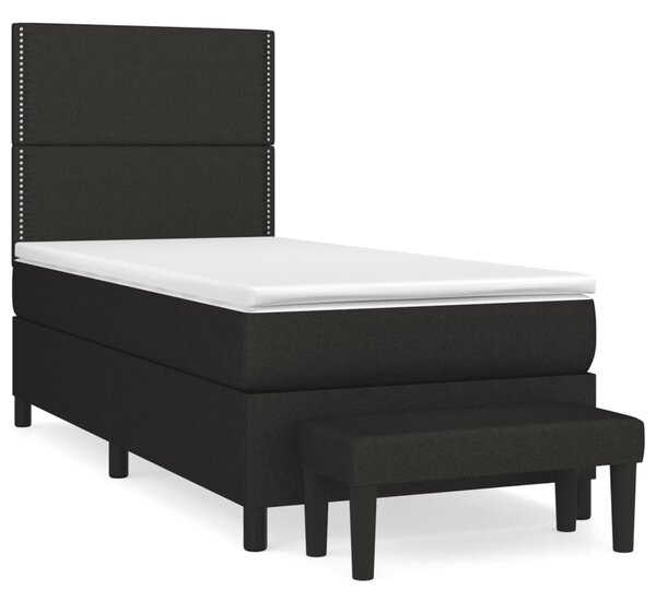 Krevet s oprugama i madracem crni 90x200 cm od tkanine - Crna / 90 x 200 cm