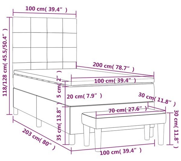 Krevet s oprugama i madracem crni 100 x 200 cm od tkanine - Crna / 100 x 200 cm