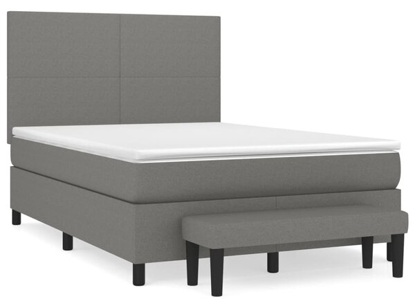 Krevet s oprugama i madracem tamnosivi 140x190 cm od tkanine - Siva / 140 x 190 cm
