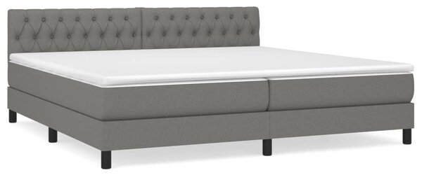 Krevet s oprugama i madracem tamnosivi 200 x 200 cm od tkanine - Siva / 200 x 200 cm
