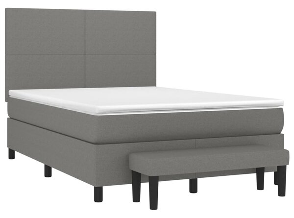 Krevet s oprugama i madracem tamnosivi 140x190 cm od tkanine - Siva / 140 x 190 cm
