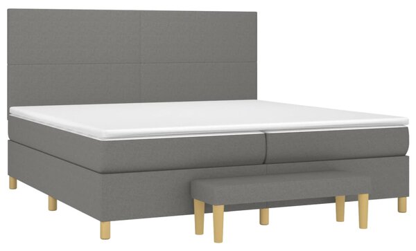 Krevet s oprugama i madracem tamnosivi 200 x 200 cm od tkanine - Siva / 200 x 200 cm