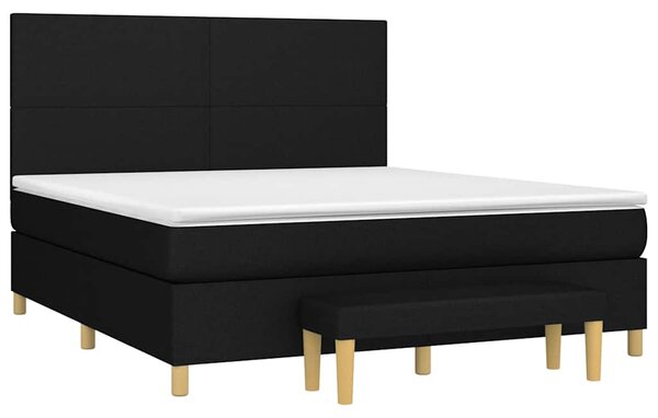 Krevet s oprugama i madracem crni 180x200 cm od tkanine - Crna / 180 x 200 cm