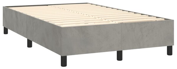 Box spring krevet s madracem svjetlosivi 120x200 cm baršunasti - Siva / 120 x 200 cm