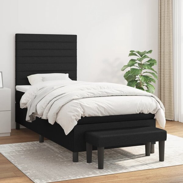 Box spring krevet s madracem crni 80 x 200 cm od tkanine - Crna / 80 x 200 cm