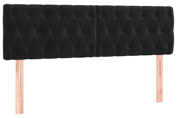 Krevet box spring s madracem LED crni 140x200 cm baršun - Crna / 140 x 200 cm
