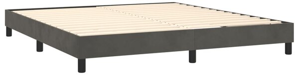 Krevet box spring s madracem LED tamnosivi 180x200 cm baršun - Siva / 180 x 200 cm