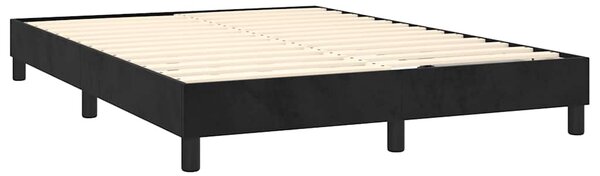 Krevet box spring s madracem LED crni 140x200 cm baršun - Crna / 140 x 200 cm