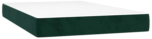 Krevet box spring s madracem LED tamnozeleni 120x200 cm baršun - Zelena / 120 x 200 cm