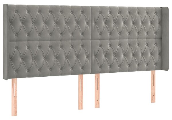 Krevet box spring s madracem LED svjetlosivi 200x200 cm baršun - Siva / 200 x 200 cm