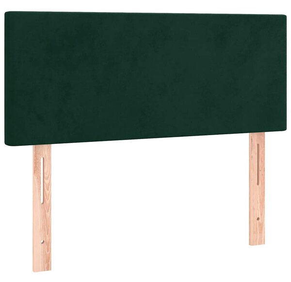 Krevet box spring s madracem LED tamnozeleni 120x200 cm baršun - Zelena / 120 x 200 cm