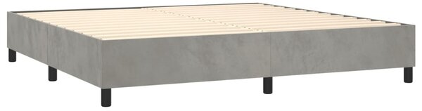 Krevet box spring s madracem LED svjetlosivi 200x200 cm baršun - Siva / 200 x 200 cm