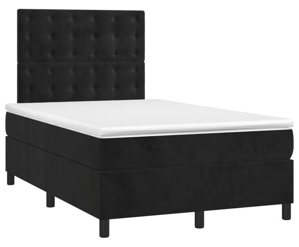 Krevet box spring s madracem LED crni 120 x 200 cm baršun - Crna / 120 x 200 cm
