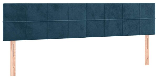Krevet box spring s madracem LED tamnoplavi 180x200 cm baršun - Plava / 180 x 200 cm
