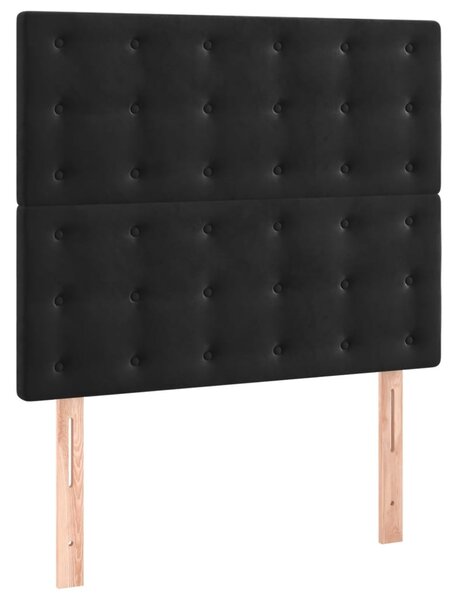 Krevet box spring s madracem LED crni 120 x 200 cm baršun - Crna / 120 x 200 cm