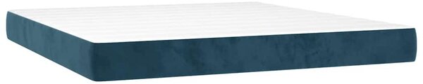 Krevet box spring s madracem LED tamnoplavi 180x200 cm baršun - Plava / 180 x 200 cm