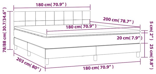 Krevet box spring s madracem LED tamnoplavi 180x200 cm baršun - Plava / 180 x 200 cm