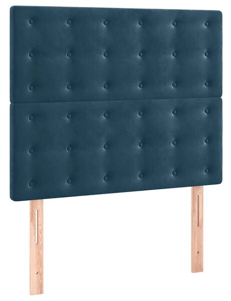 Krevet box spring s madracem LED tamnoplavi 120x200 cm baršun - Plava / 120 x 200 cm