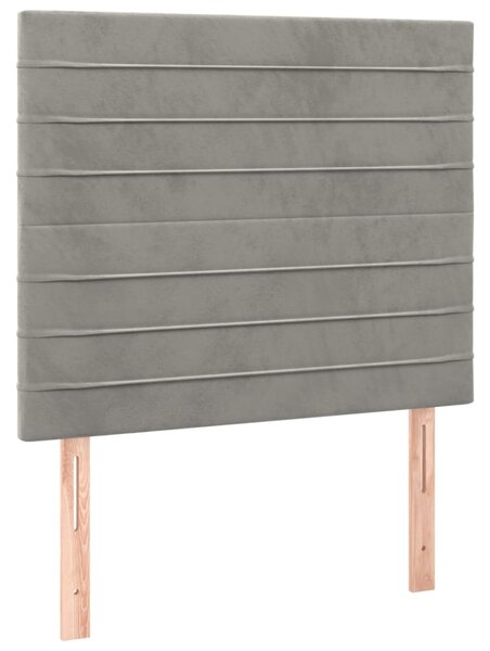 Krevet box spring s madracem LED svjetlosivi 80x200 cm baršun - Siva / 80 x 200 cm
