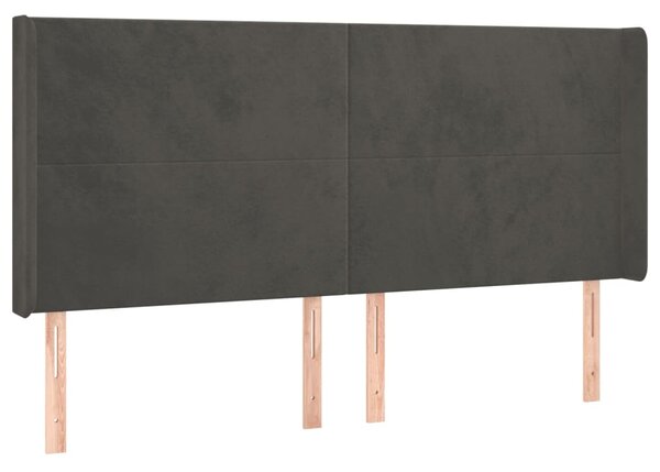 Krevet box spring s madracem LED tamnosivi 160x200 cm baršun - Siva / 160 x 200 cm