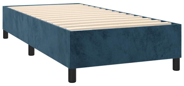 Krevet box spring s madracem LED tamnoplavi 90x190 cm baršun - Plava / 90 x 190 cm