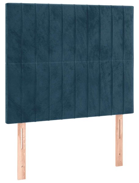 Krevet box spring s madracem LED tamnoplavi 90x190 cm baršun - Plava / 90 x 190 cm