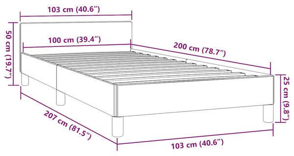 Okvir kreveta s uzglavljem bez madraca sivi 100x200 cm - Siva / 100 x 200 cm