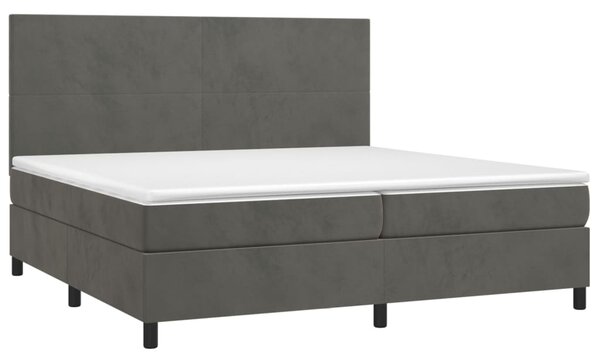 Krevet box spring s madracem LED tamnosivi 200x200 cm baršun - Siva / 200 x 200 cm