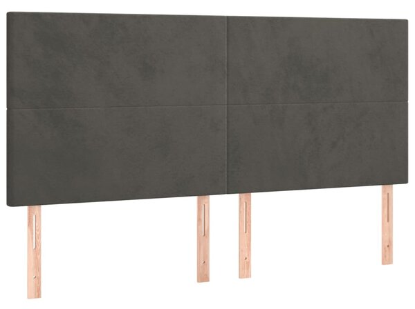 Krevet box spring s madracem LED tamnosivi 200x200 cm baršun - Siva / 200 x 200 cm