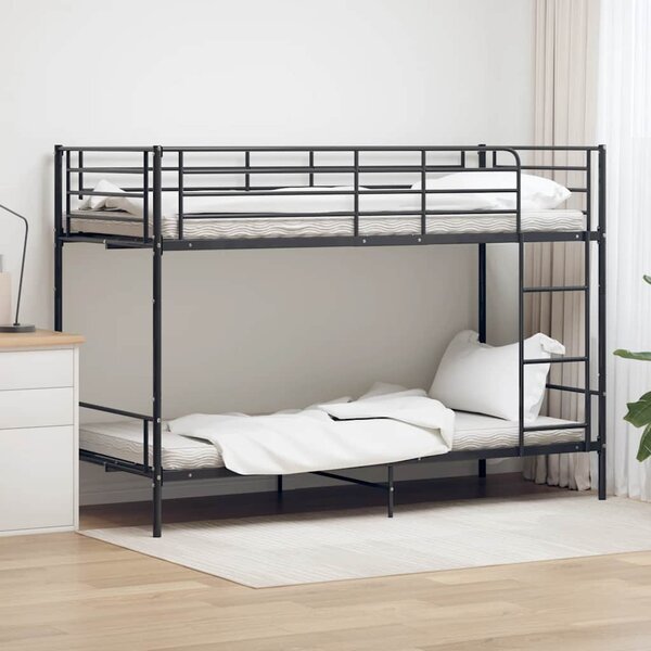 Krevet na kat crni metalni 90 x 200 cm - Crna / N/A