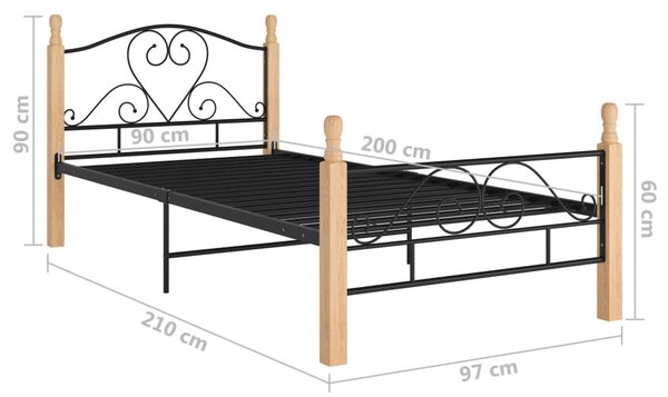 Okvir kreveta crni metalni 90 x 200 cm - Crna / 90 x 200 cm
