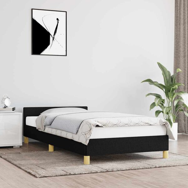 Okvir kreveta s uzglavljem bez madraca crni 90x200cm od tkanine - Crna / 90 x 200 cm