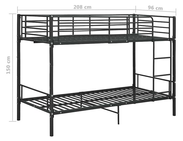 Krevet na kat crni metalni 90 x 200 cm - Crna / N/A