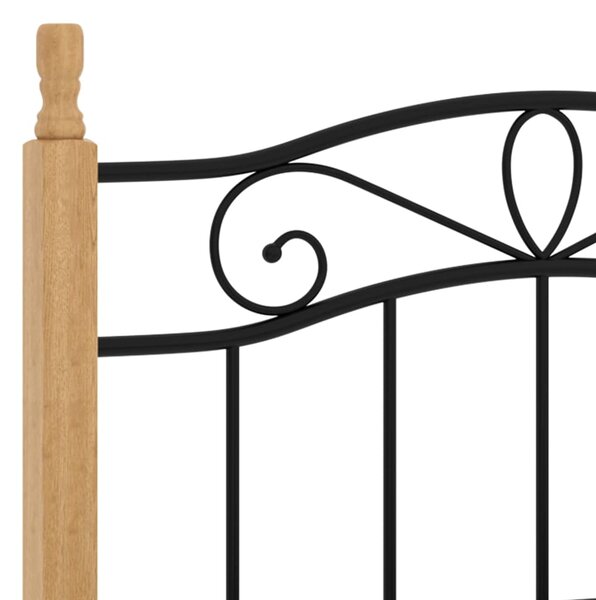 Okvir kreveta crni od metala i masivne hrastovine 90 x 200 cm - Crna / 90 x 200 cm