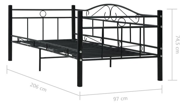 Okvir za dnevni ležaj crni metalni 90 x 200 cm - Crna / N/A