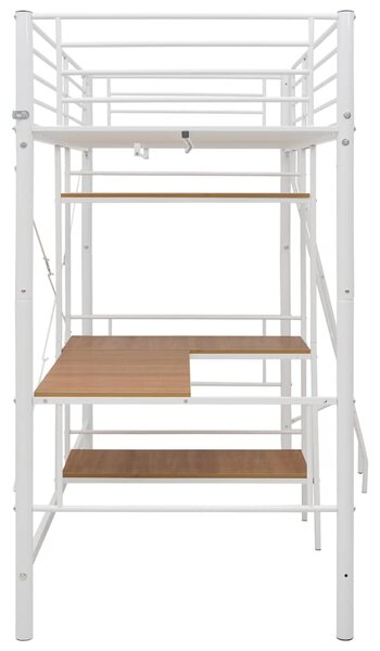 Krevet na kat sa stolićima u okviru bijeli metalni 90 x 200 cm - Bijela / 90 x 200 cm