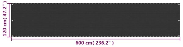 Balkonski zastor antracit 120 x 600 cm HDPE - Antracitno siva / 120 x 600 cm